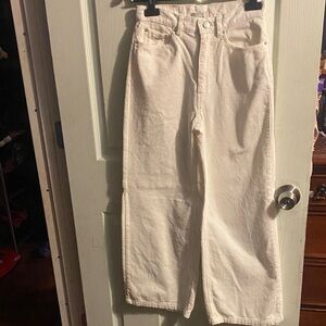 BDG Wide Leg Corduroy Pants in Light Cream